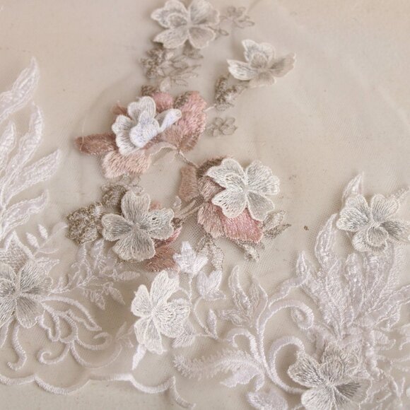 Embroidered Appliques, Embroidered Fabric Ends with Flower Appliques, Fairy - Picture 8 of 10